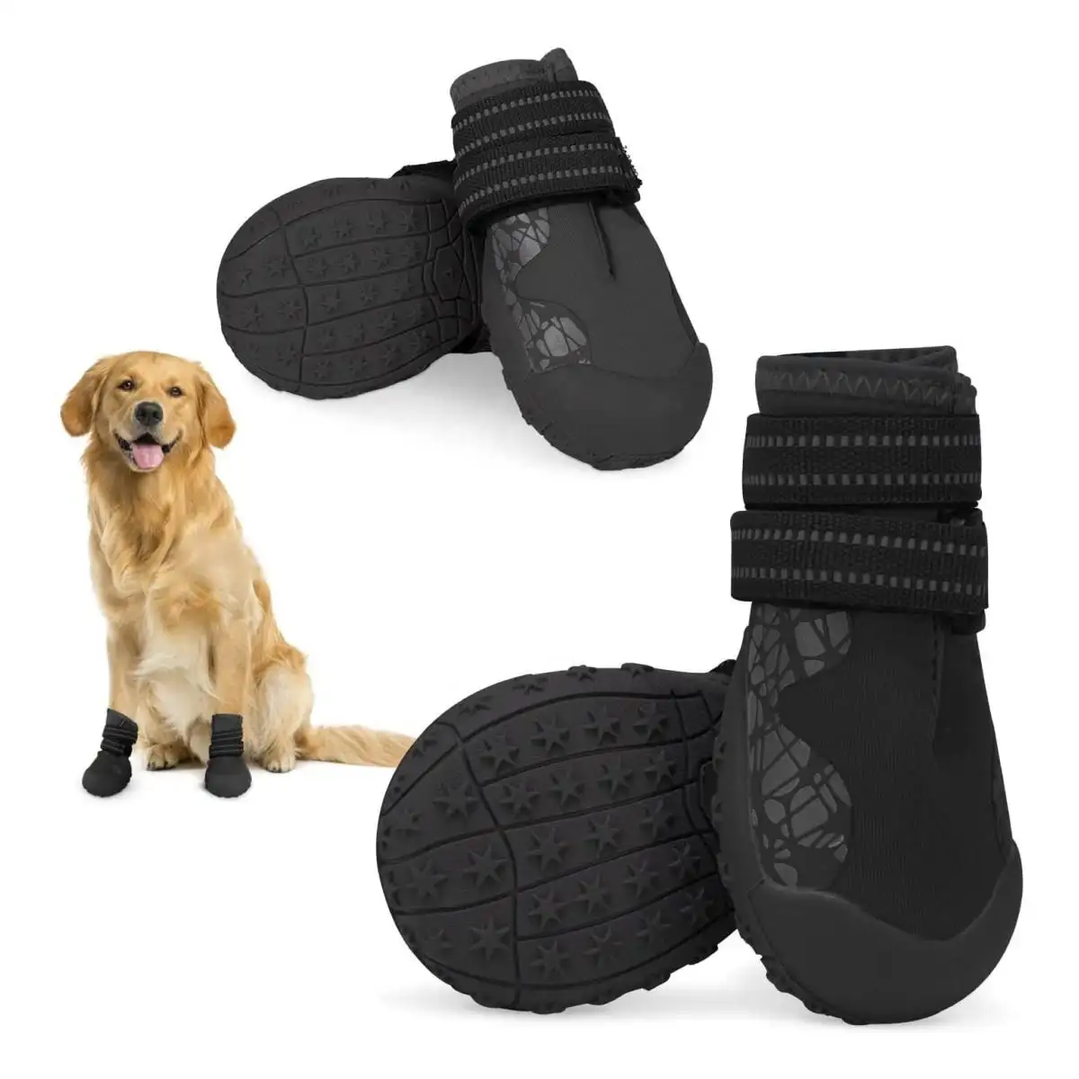 Zyzpet botas de cachorro com alça reflexiva, antiderrapante, quente, para inverno, botas de neve, confortáveis, para caminhada