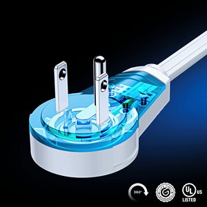 6 Ft 360 dönebilir düz fiş uzatma kablosu 16 AWG çok 3 çıkış 3 Prong topraklı güç kablosu uzatma - Product Image 2
