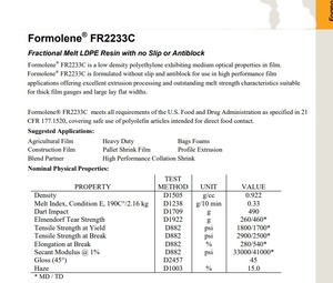 工厂价格LDPE FR2233C LDPE塑料原始树脂食品级薄膜