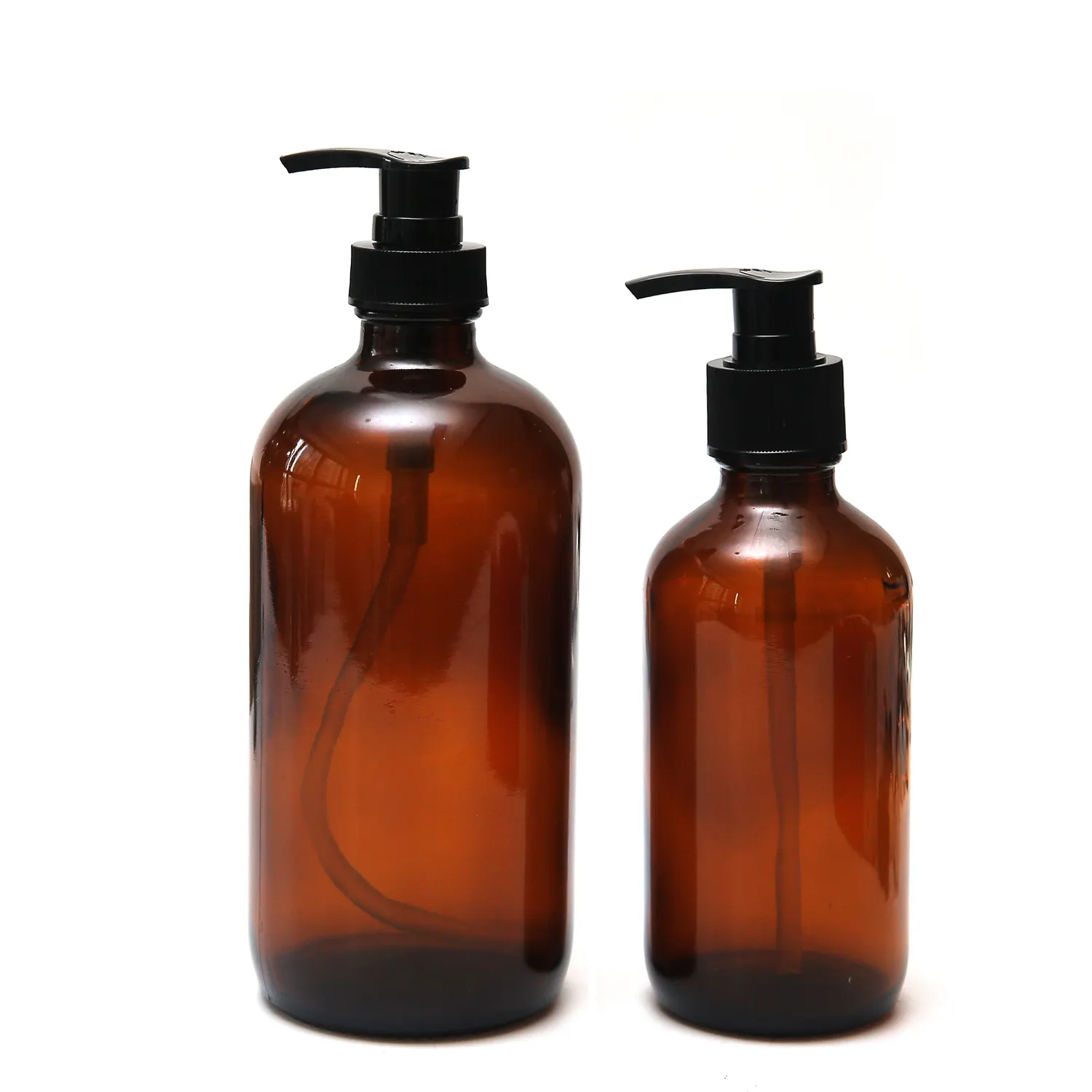 Design personalizzato 8oz 16oz bottiglia boston in vetro ambrato 250ml 500ml dispenser di sapone in vetro con pompa