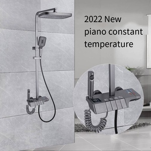 Nuevo diseño Estilo piano Control de botón pulsador 4 Funciones Contemporáneo en juego de ducha gris pistola - Product Image 4