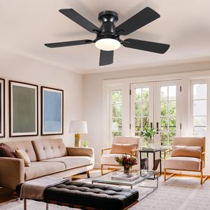 46&quot; Low Profile Indoor Ceiling Fans with Lights and Remote <strong>Control</strong> Flush Mount LED Dimmable <strong>DC</strong> Reversible Modern Ceiling Fan - Product Image 2