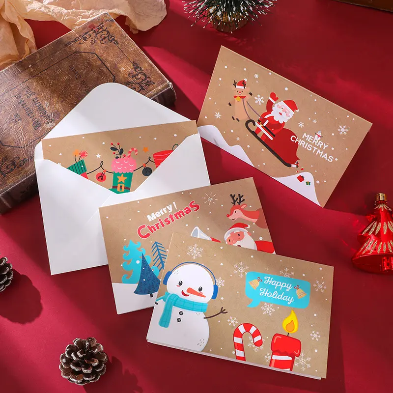 カスタマイズされたロゴサイズの豪華なサンキューカードと封筒の挨拶カードクリスマスサンキューカード