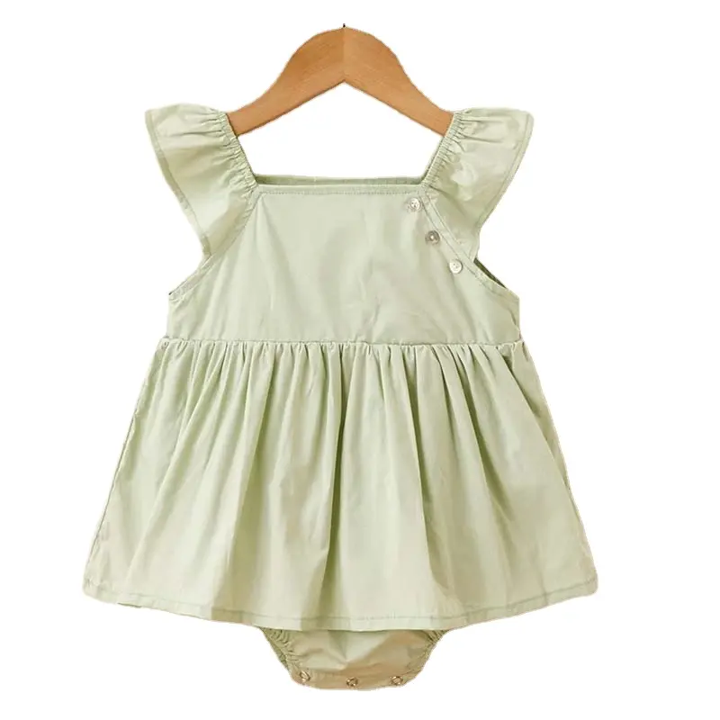 Vestiti boutique della neonata USA Australia Market Hots vendita articoli di design pagliaccetti per abiti in lino di cotone per bambini