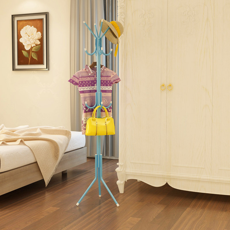 12-hook wrought iron coat rack, blue
