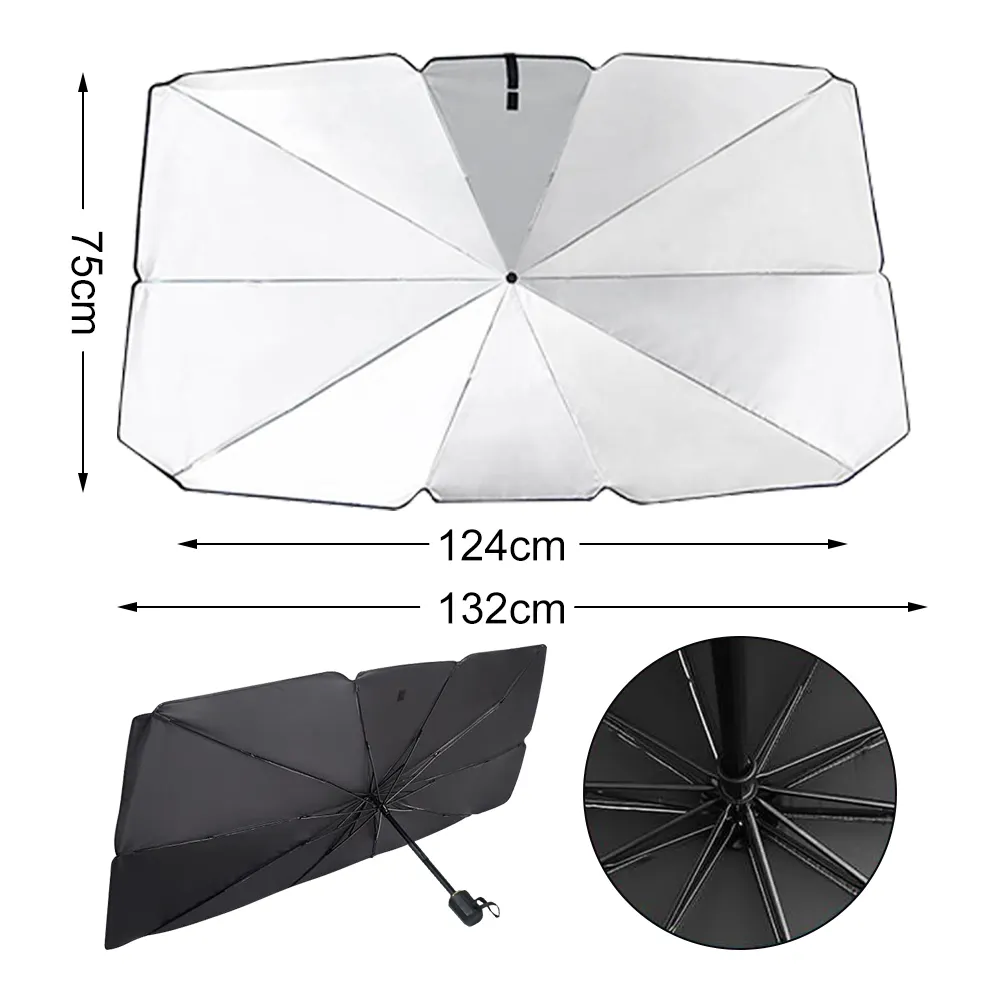 Prix bas chinois pas cher Uv voiture pare-soleil en gros Parasol personnalisé ombre parapluie avec pochette en cuir