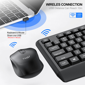 TWOLF TF100 Combos de teclado y mouse inalámbricos 104 Key 2,4 GHz business office mouse teclado diseño ergonómico Home Computer Set - Product Image 3
