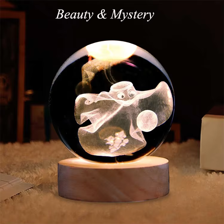 Wood Base+Jelly fish design crystal