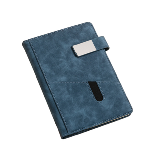 Bloc de notas de cuero de libro de diario personalizado de impresión de alta calidad con logotipo personalizado cuaderno azul marino con botón magnético - Product Image 1