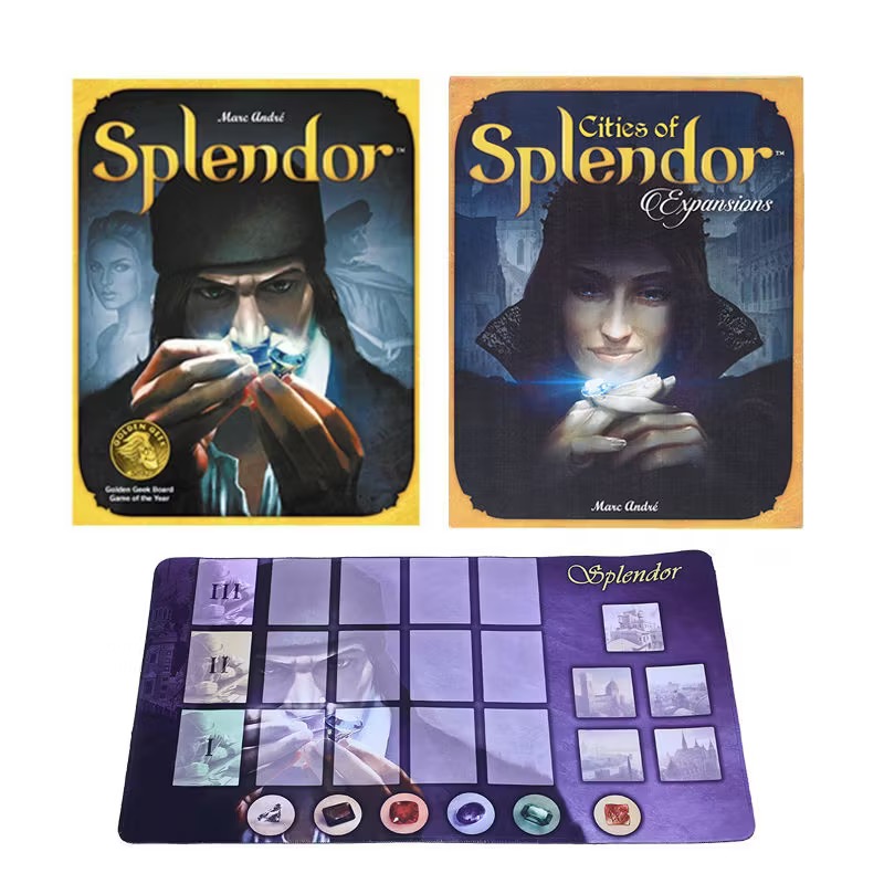Splendeur jaune.Jeu de base + Splendor.Extension+tapis de jeu