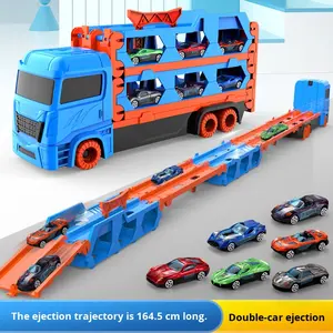 लोकप्रिय 2-इन-1 मल्टीफंक्शनल मिश्र धातु भंडारण ट्रक ट्रॉली कैटापुल्ट डिफोर्डेबल फोल्डिंग रेल कार खिलौना - Product Image 3