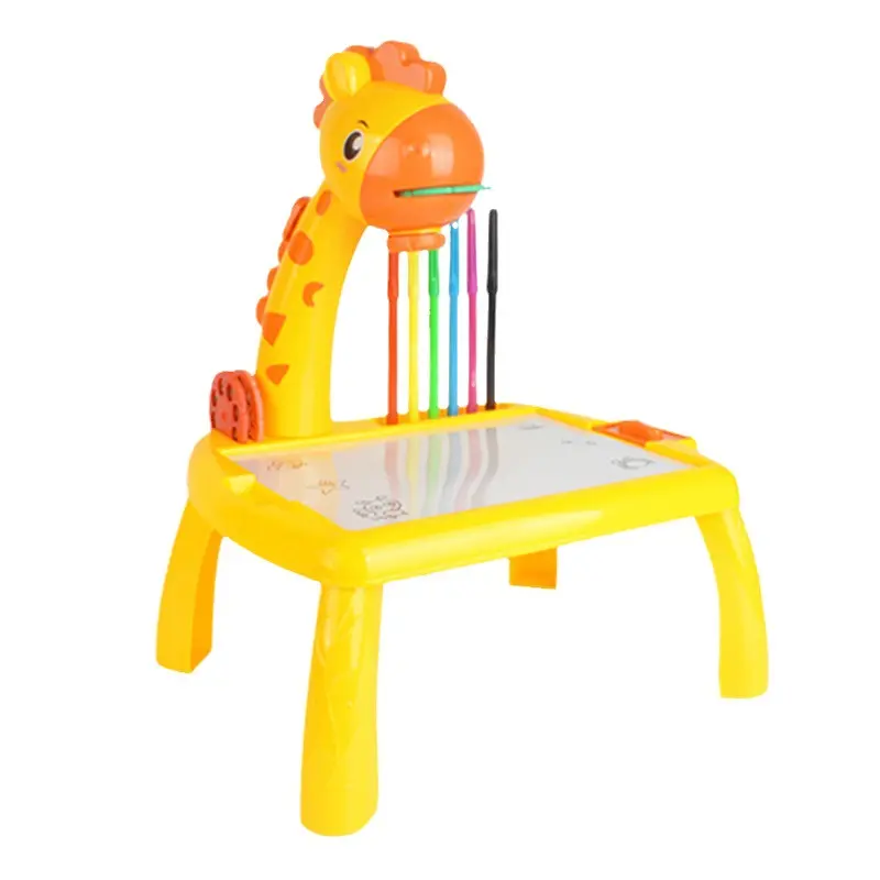 Allogogo giraffa tavolo da disegno giocattoli Set bambino tavolo da disegno educativo precoce tavolo di proiezione proiettore giocattoli per bambini