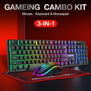 Teclado y ratón 3 en 1 para videojuegos, Combo de teclado y ratón con cable LED RGB retroiluminado con teclas Multimedia, reposabrazos de muñeca - Product Image 3
