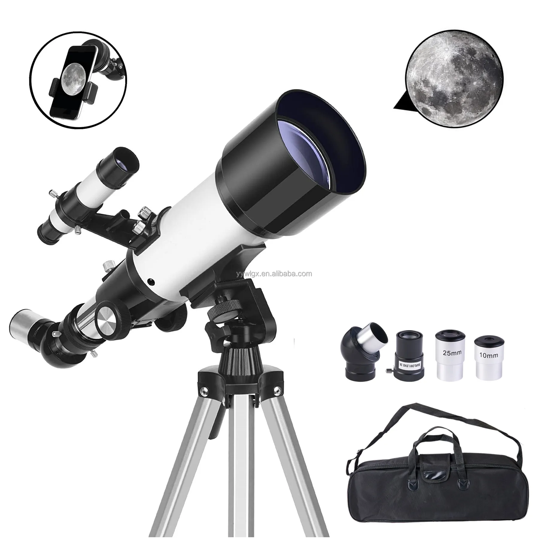 Telescopio astronomico rifracter da 70mm con treppiede e mirino telescopio portatile per principianti