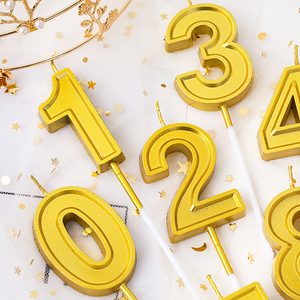 Huaming Nến Lấp Lánh Số Màu Vàng Bạc Kim Loại Mới Nến Sinh Nhật Bánh Sinh Nhật Kim Cương 3d Số 0-9 Cho Trẻ Em Pháo Hoa - Product Image 5