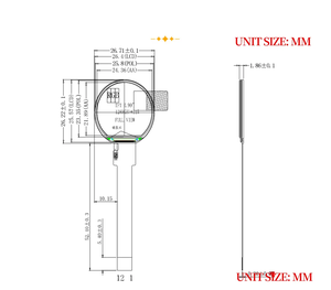 TFT LCD Round Display 0,99 Zoll 128*115 Auflösung 1 Zoll kreisförmiges Tft-LCD-Modul mit SPI-Schnitts telle für Smart Watch-Bildschirm - Product Image 6