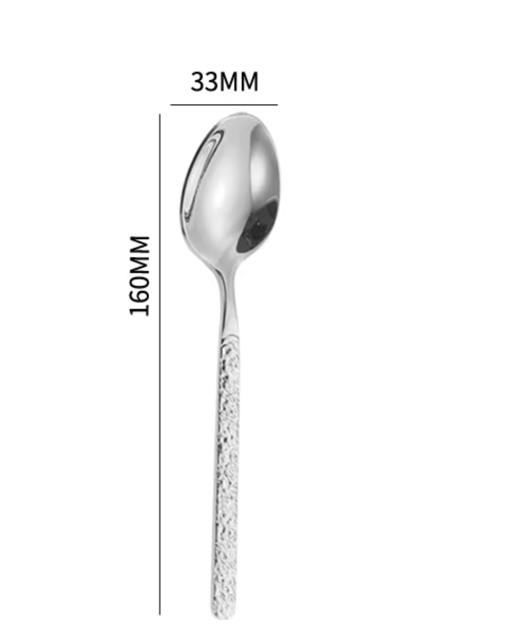 Silver- stone patterned tea spoon