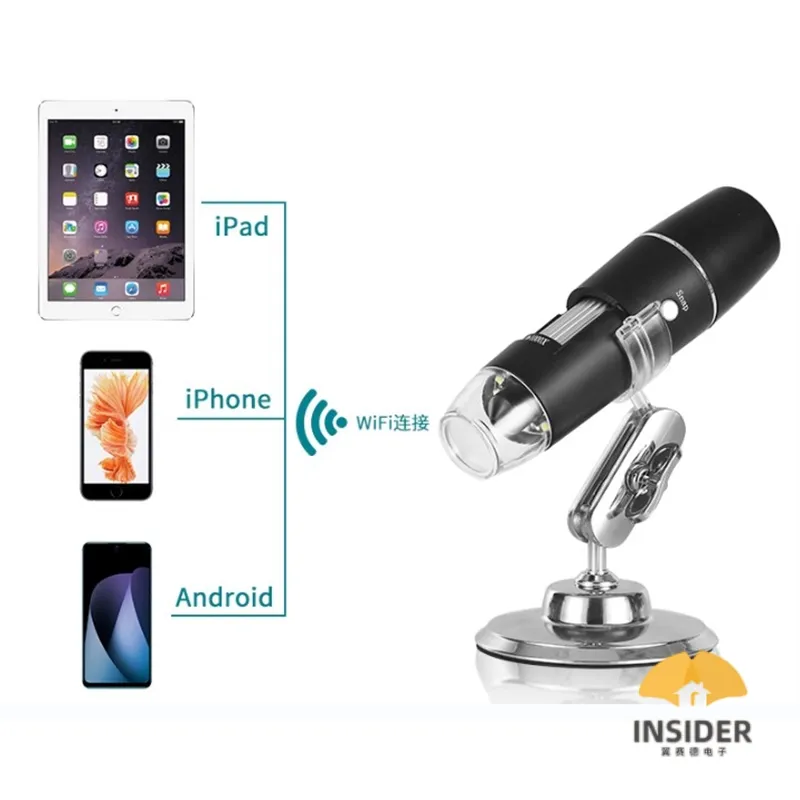 Microscópio digital sem fio 1000X WiFi para iPhone, Android, Celular e Tablet, Mini câmera portátil com microscópio digital