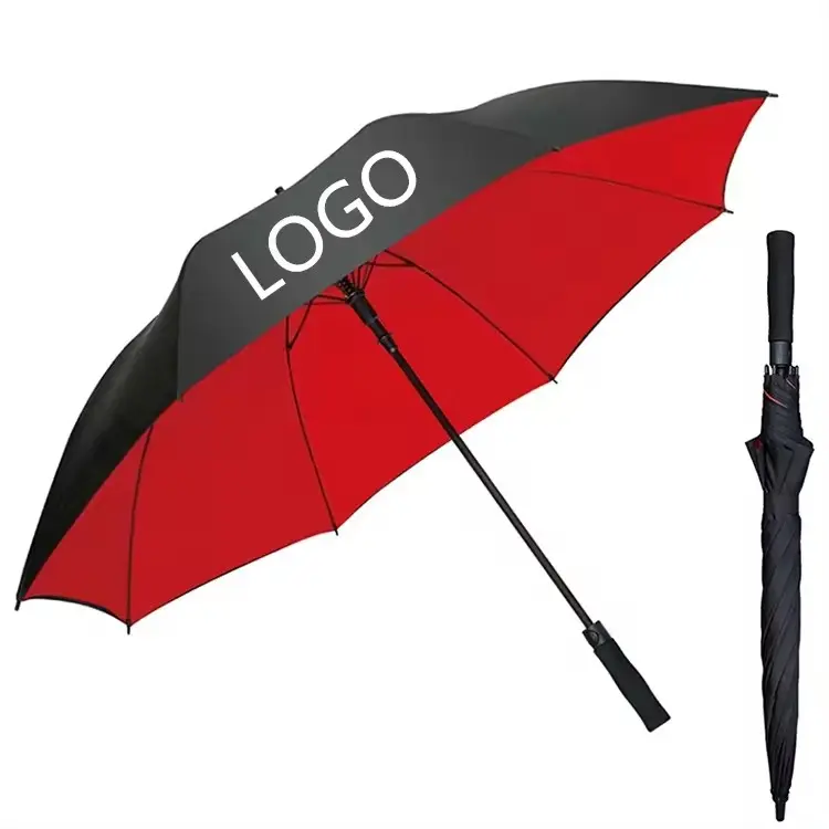 2024 venta al por mayor de fábrica logotipo personalizado impreso 190T Pongee UV prueba recta Golf paraguas para promoción