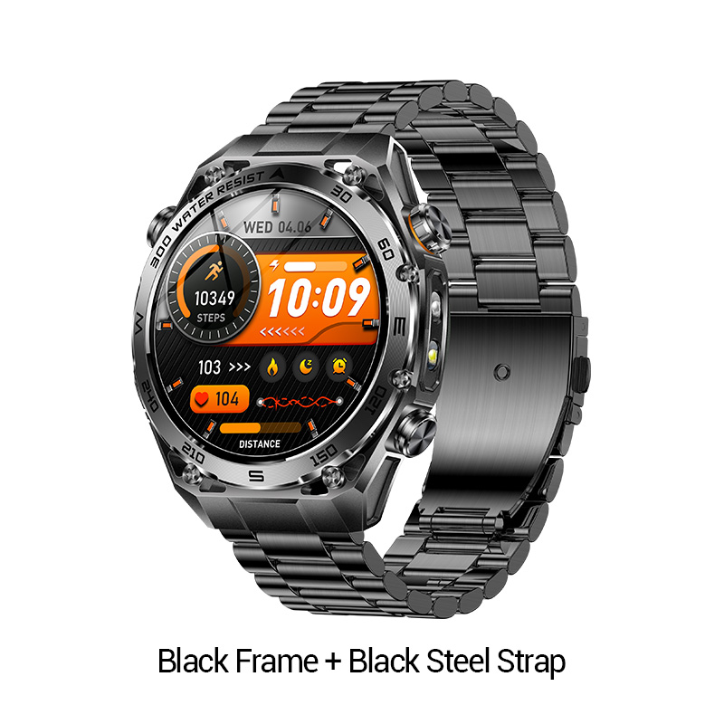 Cadre noir + bracelet en acier noir