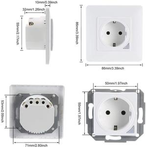 Interruptores y tomas DE corriente inteligentes, enchufe con Wifi, Monitor DE potencia, Google Smart Life, Alexa, Panel DE cristal con Control DE voz, EU, FR, Tuya - Product Image 4
