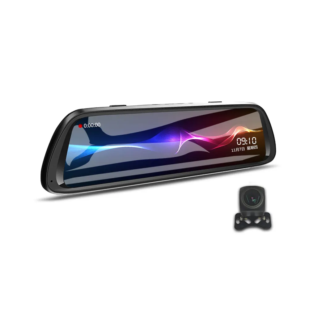 Full HD 1080p del coche DVR de 170 grados de ángulo ancho de 10 pulgadas IPS Cámara Dual espejo Cámara coche caja negra