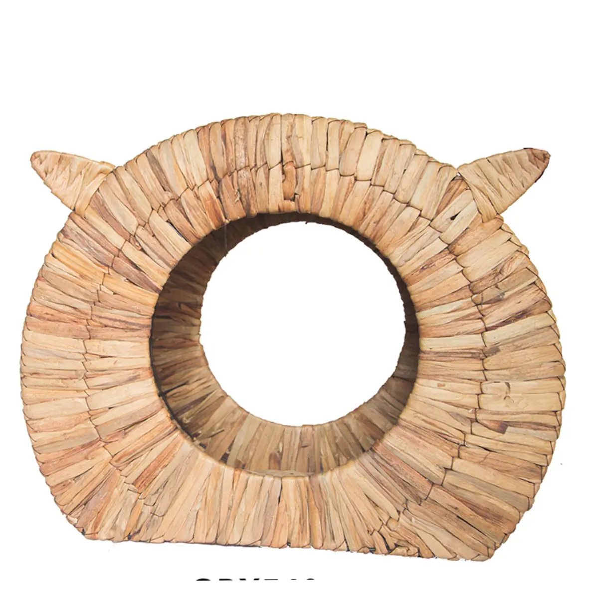 New cat Ears Natural water hyacinth round pet furniture Cat house con cuscino spesso