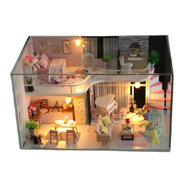 Presa di fabbrica fai da te assemblare miniature 3D kit Puzzle casa delle bambole case delle bambole artigianato per ragazze