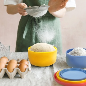 Contenedores de silicona para almacenamiento de alimentos, caja a prueba de masa de pizza, bandeja apilable a prueba de pan con tapa hermética - Product Image 3