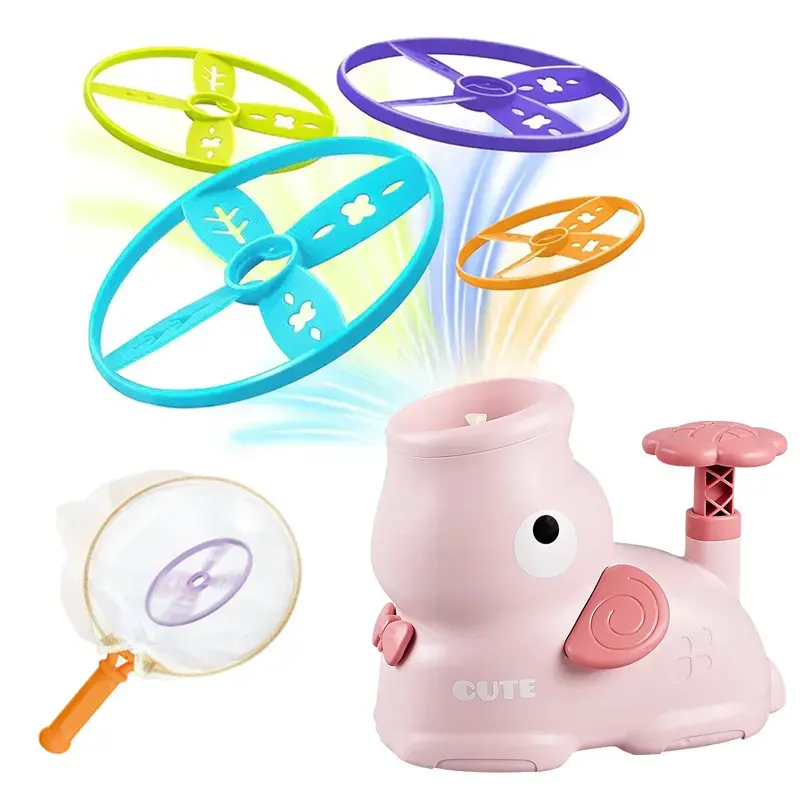 GL Elephant Launcher Flying Spinner Disc Chasing Games Outside Yard Activities Toddler Toy Family Backyard Flying Launcher Disc