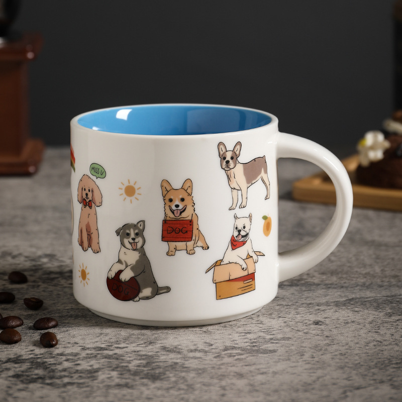 Tasse simple pour chien à l'intérieur bleu