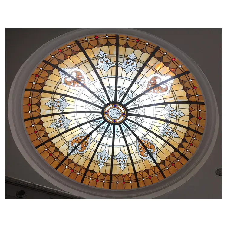 Art Tiffany Stained Glass Dome Ceiling Handmade Mosaic Stained Glass Dome Traditional Lighting Stained Glass Ceiling Roof Dome