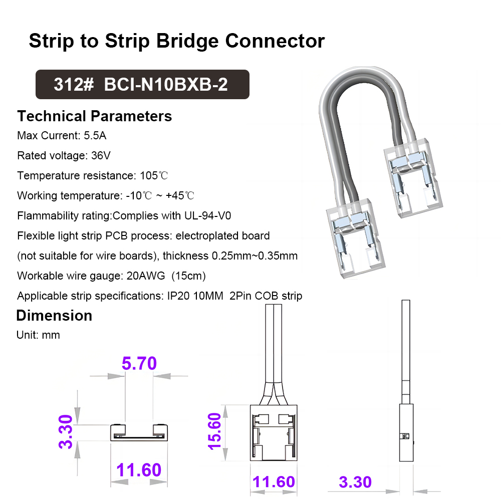 312# 10 mm 2Pin Strip to strip Bridge