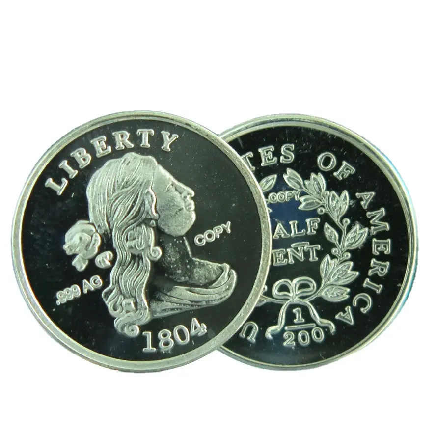 Moeda antiga, preços da moeda prata 1 grama 999 fino prata 1804 meia cento moeda redonda a56