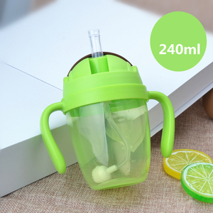 Bebek damlatmaz bardak 300ml kore çok fonksiyonlu plastik şişe içme suyu şişesi ile saman sipper 6 ay bebek