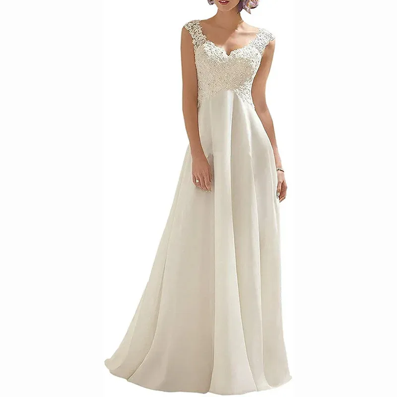 Dropshipping Plus Size White Lace Appliques Elegant Bridal Gown Backless Vestido De Noiva Luxury Wedding Dress
