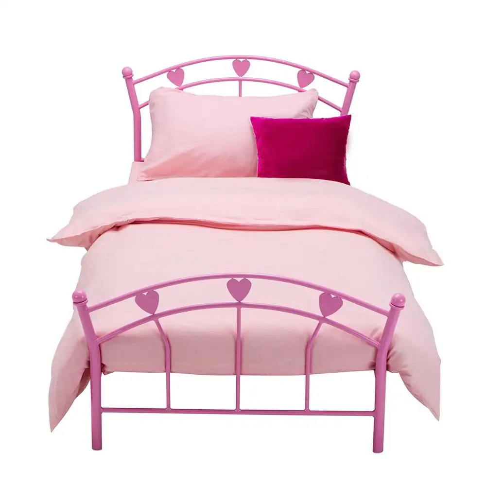 Cama de metal de princesa para niña, muebles de dormitorio para niños