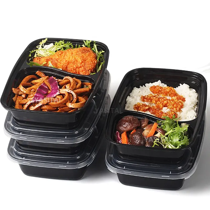 फैक्टरी मूल्य डिस्पोजेबल 2 डिब्बे 3 CompartmentPlastic दूर ले Bento दोपहर के भोजन के बॉक्स खाद्य कंटेनर