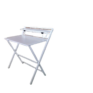Escritorio de ordenador plegable, 2 niveles con estante, mesa de ordenador portátil de escritorio de estudio que ahorra espacio, escritorio de pie de pieza completa - Product Image 2