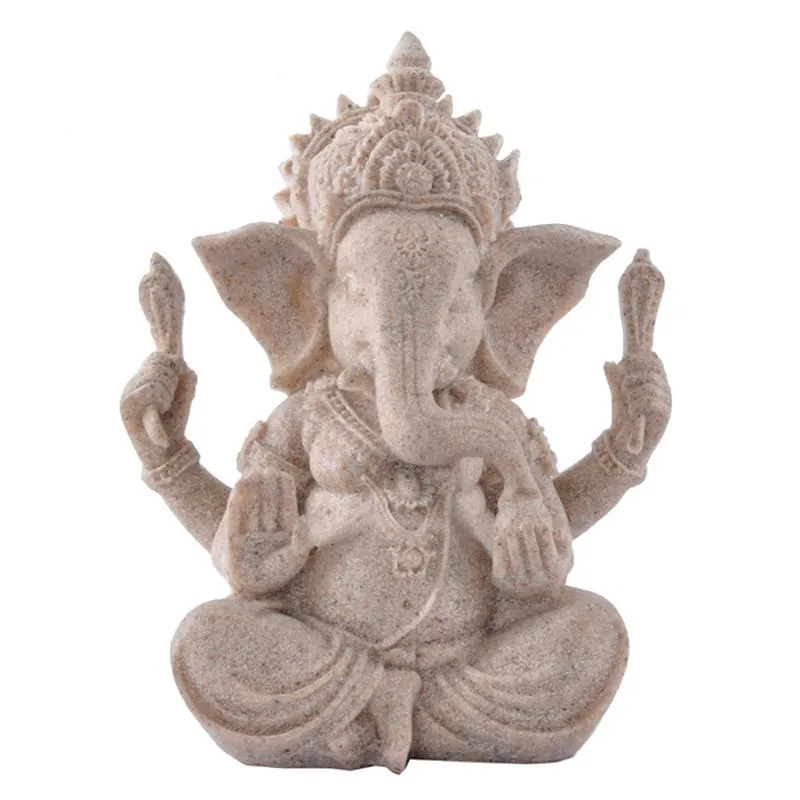 Escultura de elefante tallada a mano, piedra de arena decorativa para el hogar, arte Vintage, decoraciones Feng Shui