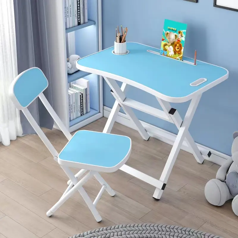 Table d'étude portable pour enfants et ensemble de chaises bureau pliable de dessin animé à la maison pour les élèves du primaire bureau d'écriture bureau Simple