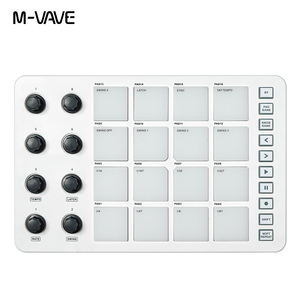 Controlador MIDI USB con 16 almohadillas de batería 8 perillas asignables Nota Repetir botones de nivel completo