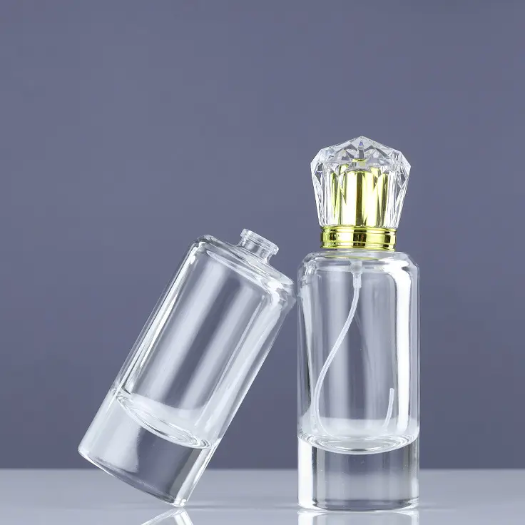 Garrafa de perfume de vidro redondo, excelente qualidade, venda quente, vazia, com spray atomizador