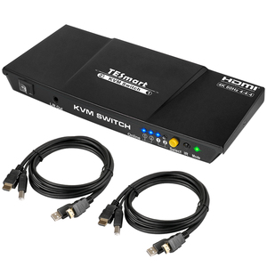 TESmart-Kit de conmutador KVM de 2 puertos, HDMI 4K60Hz con salida de audio EDID, compatible con 2 uds., 1 monitor, conmutador de escaneo automático de vídeo