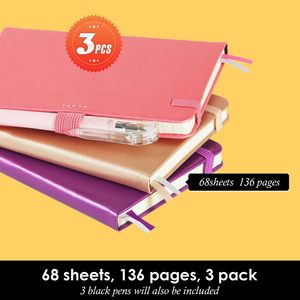 3 Pack Pearlescent Pink Purple Gold Mini Pocket Notebook Journal Pen 408 Pages Women's <strong>Writing</strong> 3.7\&quot; X 5.7\&quot; <strong>Small</strong> Notepad - Product Image 4