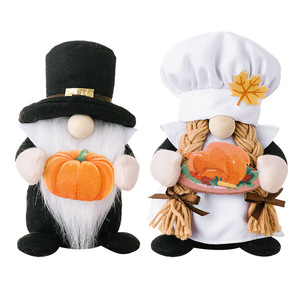 Cow Gnome Plush Decoration Chef Hat Faceless Elderly Thanksgiving Holding Pumpkin <strong>Rudolf</strong> Doll Dwarf Dwarf Ornaments - Product Image 4