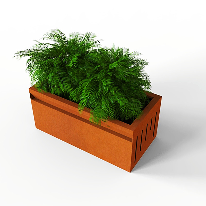 Durable Recycle Center Mall Garden Park Street Balcony Art plant Outdoor Station Standing Planter Metal Flowerpot
