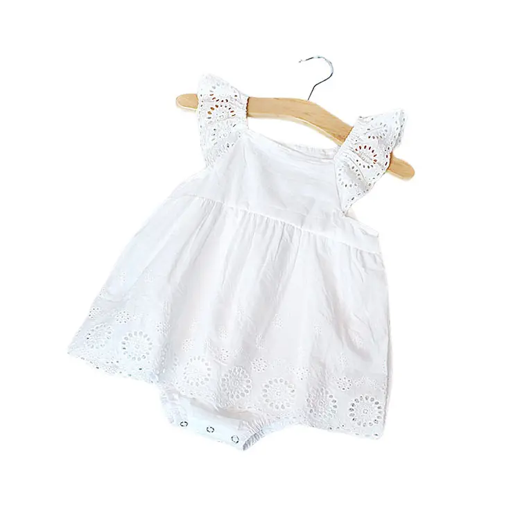 Ropa de gateo de bebé para fiesta de cumpleaños, vestido de boda con vestidos de algodón blancos de verano