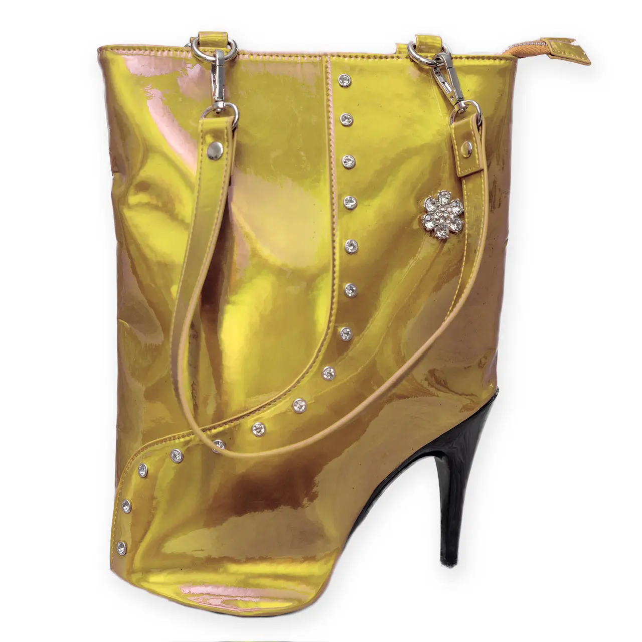 2023 Ladies High Heel Boot bag with crystal jewels zippered internal pockets fashionable women's high heel shoes bag