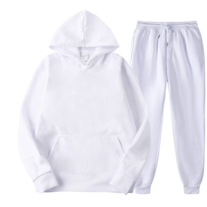 定制标志高品质平纹涤纶男女通用套头衫女式运动服慢跑裤和连帽衫套装